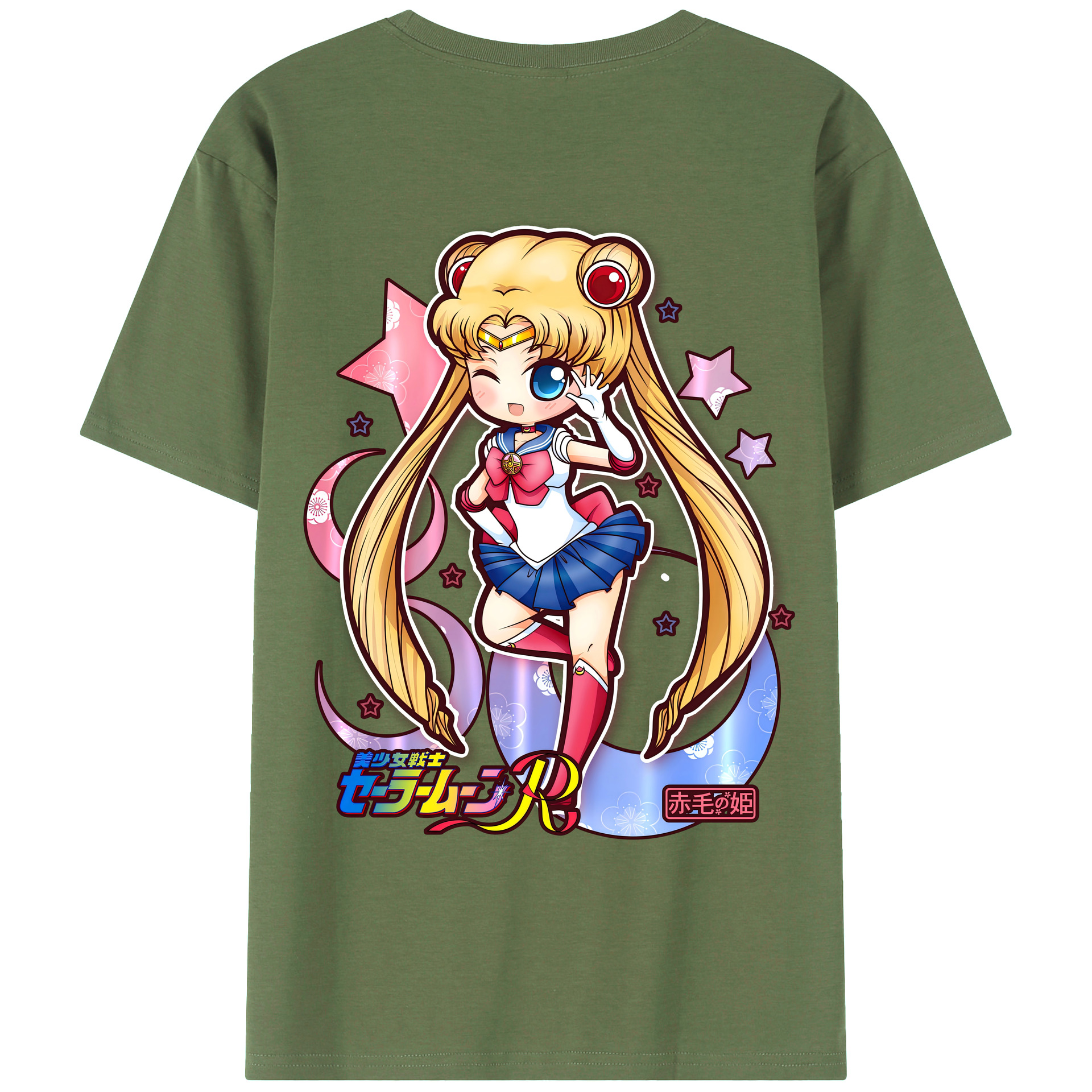 （画像用） 美少女戦士セーラームーン 月野 うさぎ つきの うさぎ Sailor Moon Tsukino Usagi 綿100％ メンズ半袖Tシャツ（バックプリント） 通気性
